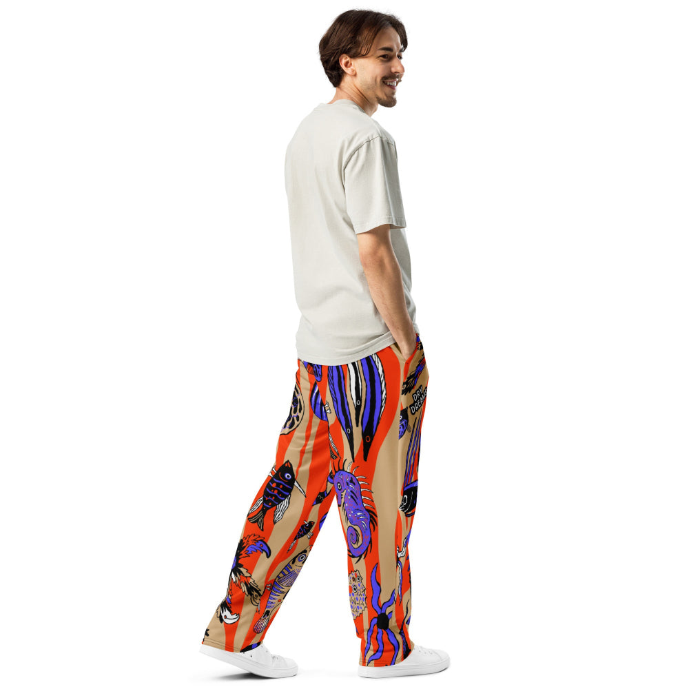 Back view of a man wearing Wild Catch recycled unisex joggers